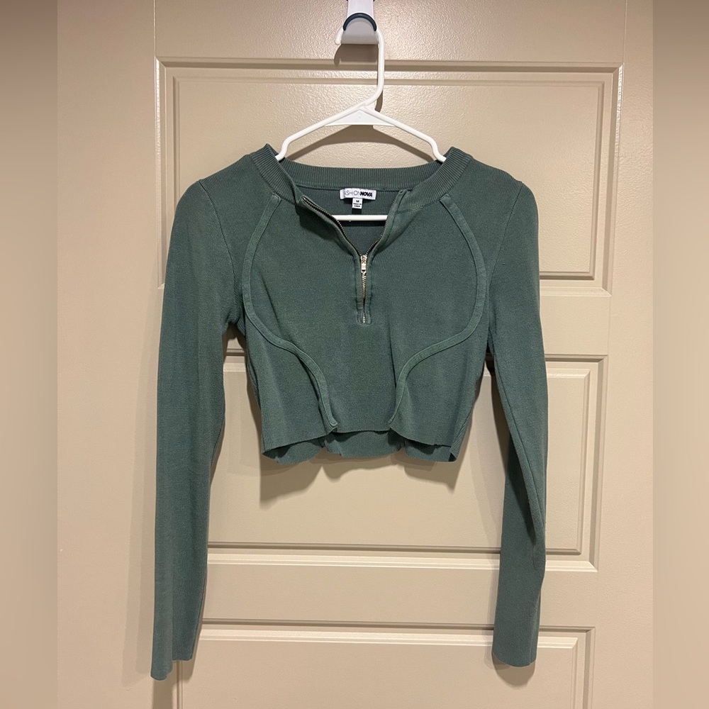 FashionNova crop quarter zip top